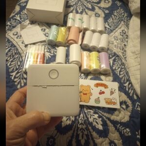 Compact White Label Printer with Colorful Label Rolls